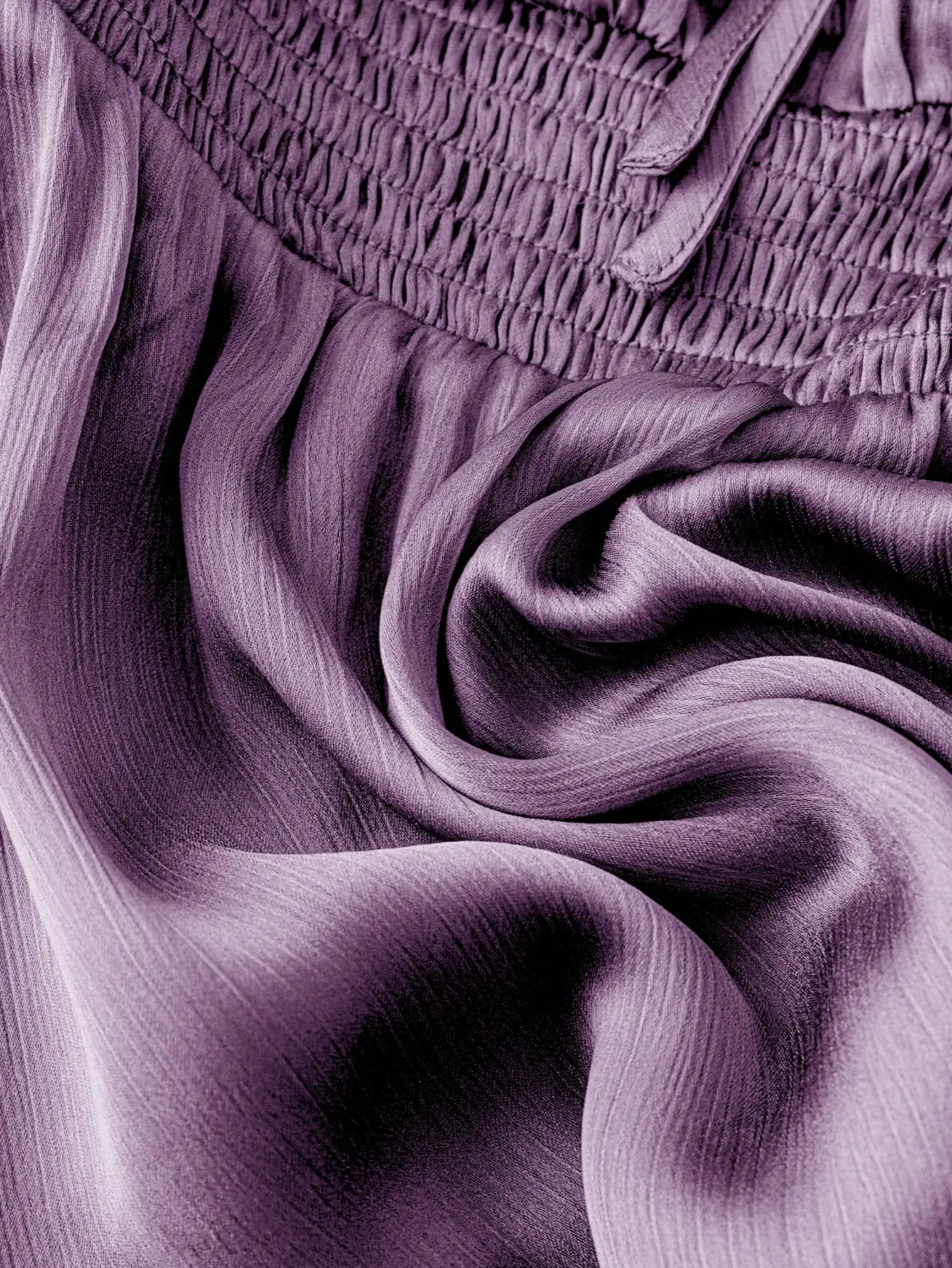 Chic Purple Pleated A-Line Top with Flared Sleeves for a Slimming Silhouette