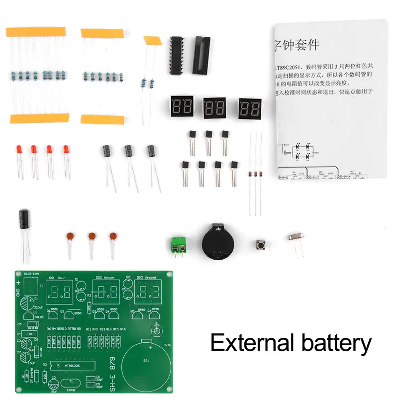 AT89C2051 Electronic Clock Digital LED Display 4 Bits Electronic Clock Electronic Production Suite DIY Kit 0.56 Inch Two Alarm - Image 5