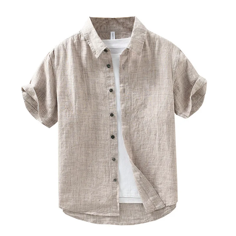 Linen Thin Light Breathable Shirts for Men Summer Vintage Fashion Shorts Sleeve Tops for Cityboy Youth Male Casual casual short sleeved shirt,linen shirt,short sleeved shirt