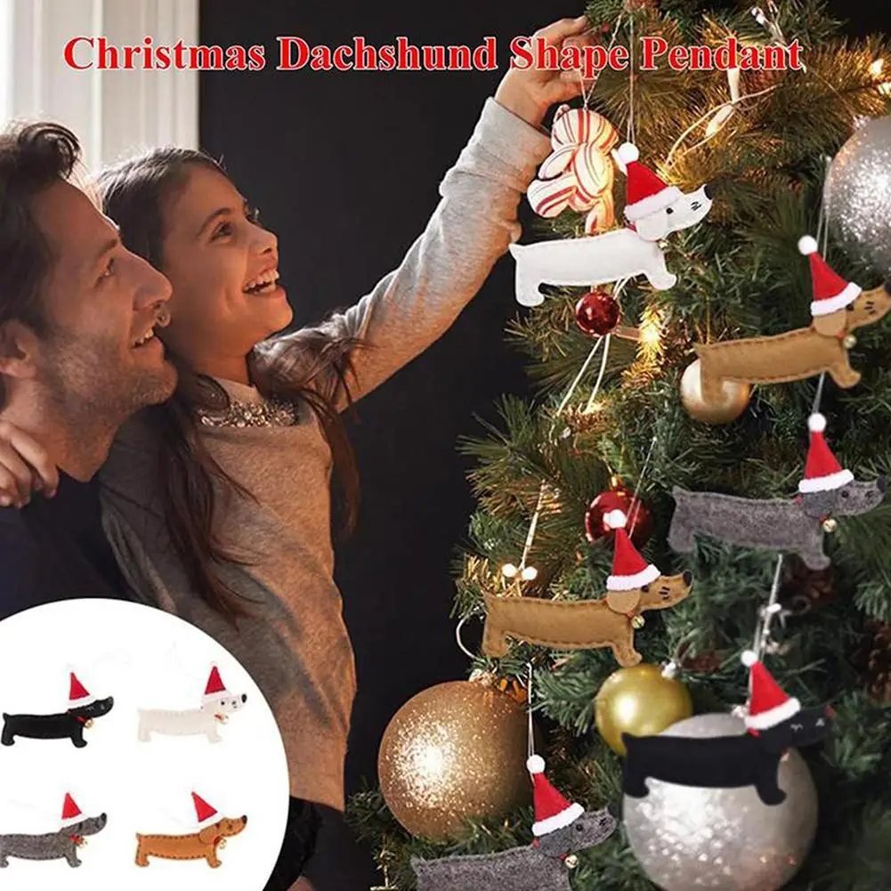 

Christmas Tree Plush Dachshund Dog Pendant High Quality 1pcs Workmanship Xmas And Fabric Aeolian Woolen Bells Exquisite Pen I2B5