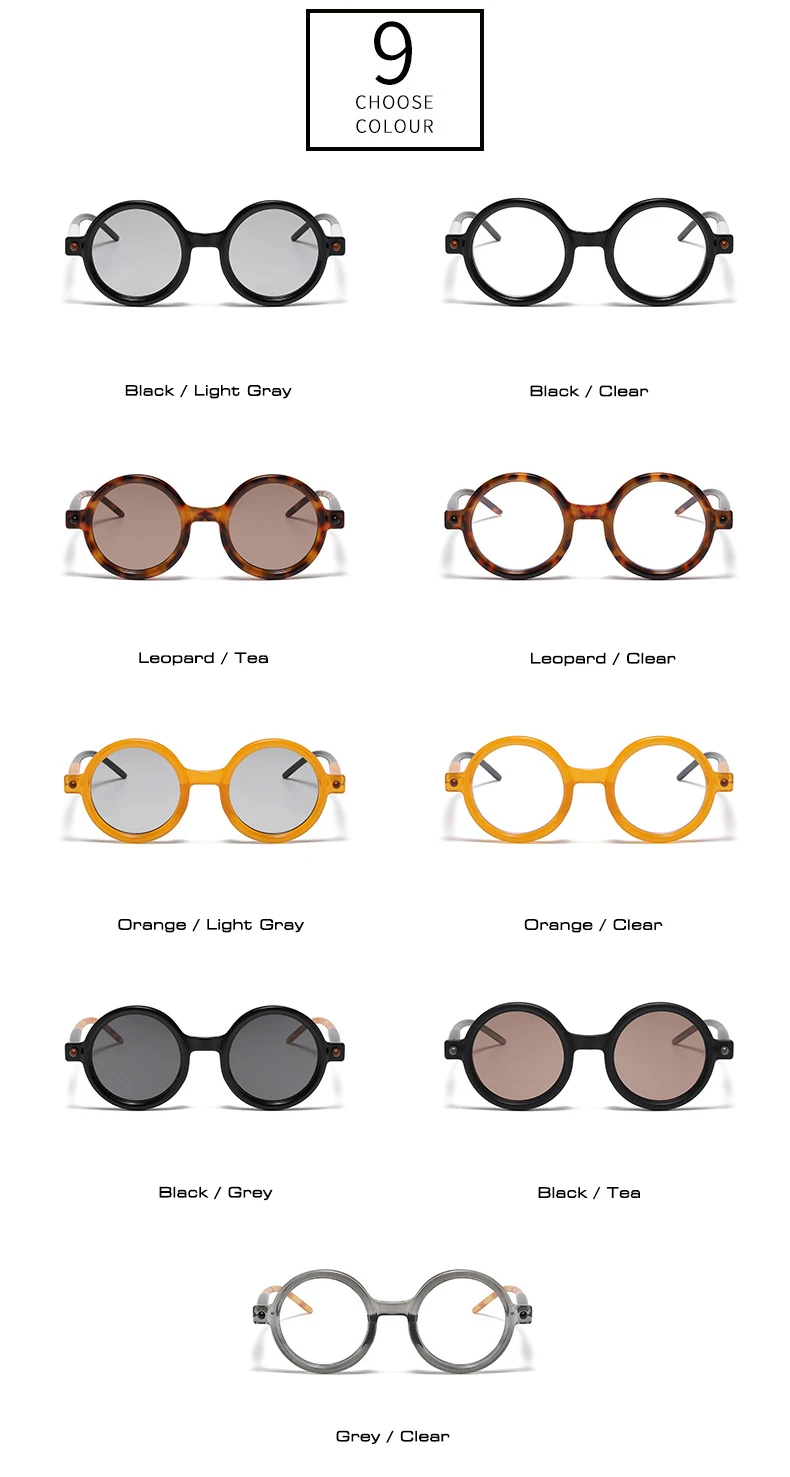 SO&EI Ins Popular Fashion Round Sungla Women Retro Double Color Clear Lens Eyewear Men Trending Shades UV400 Sun_voghion.com