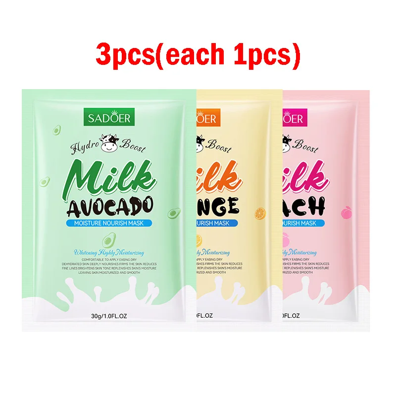 3/9/15 stücke SADOER Milch Früchte Gesichtsmasken Vitamin C Avocado Feuchtigkeitsspendende Bleaching Anti Falten Gesicht Blatt Masken Hautpflege