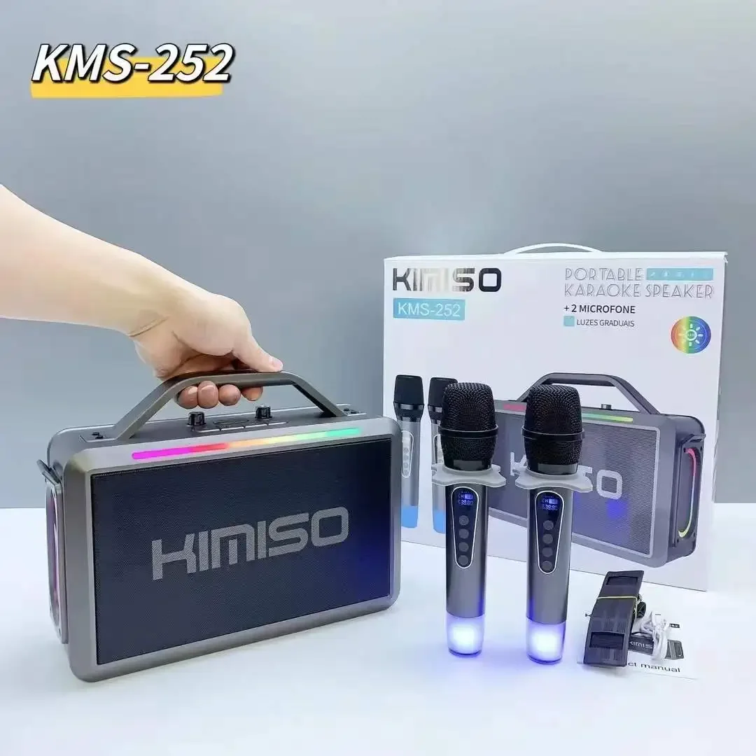 KIMISO Karaoke Bluetooth speaker wireless subwoofer portable speaker Bluetooth 5.3 with dual microphone 7200mAh battery FM radio 5