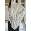 Ladies' temperament, triangular shawl, cashmere knit, one cut neck, solid color cape style, winter fashion, warm and cozy outfit 4
