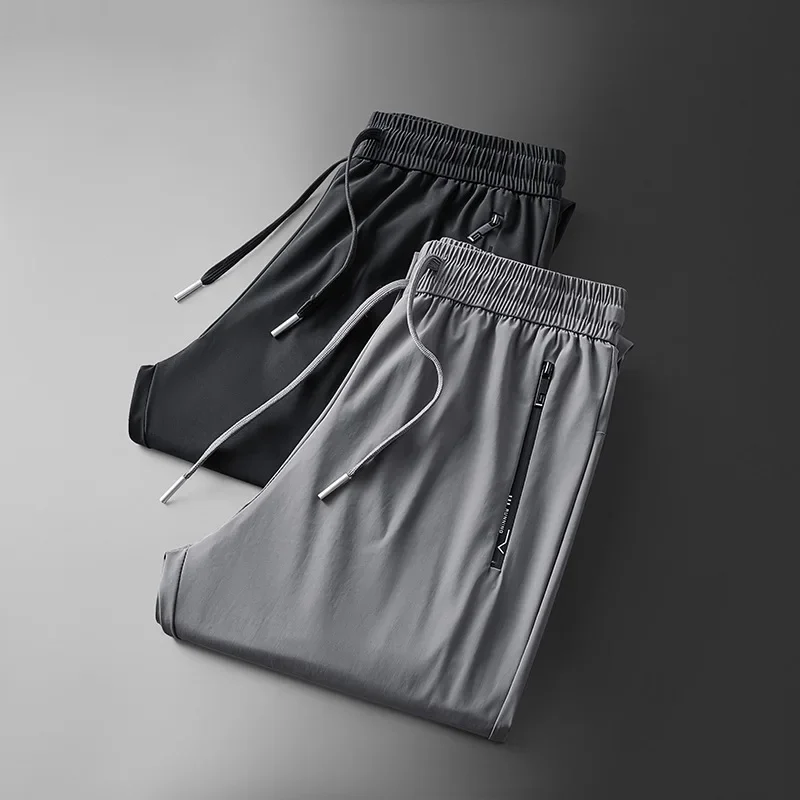 Men's Summer New Breathable Ice Silk Sports Casual Pants Thin Model Direct Sale from Factory Lightweight Comfortable Long Trouse