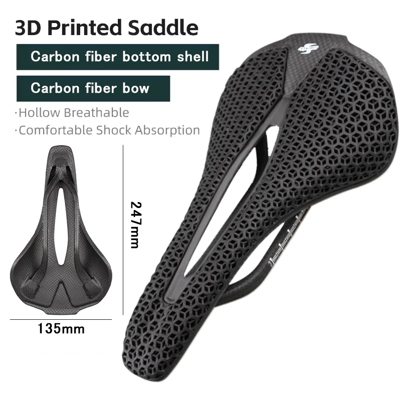 Bicycle Saddle Wildside 3D Printed Bicycle Saddle MTB Road Ultra light Carbon Bow Plate Bike Seat Comfortable Racing 247*135mm