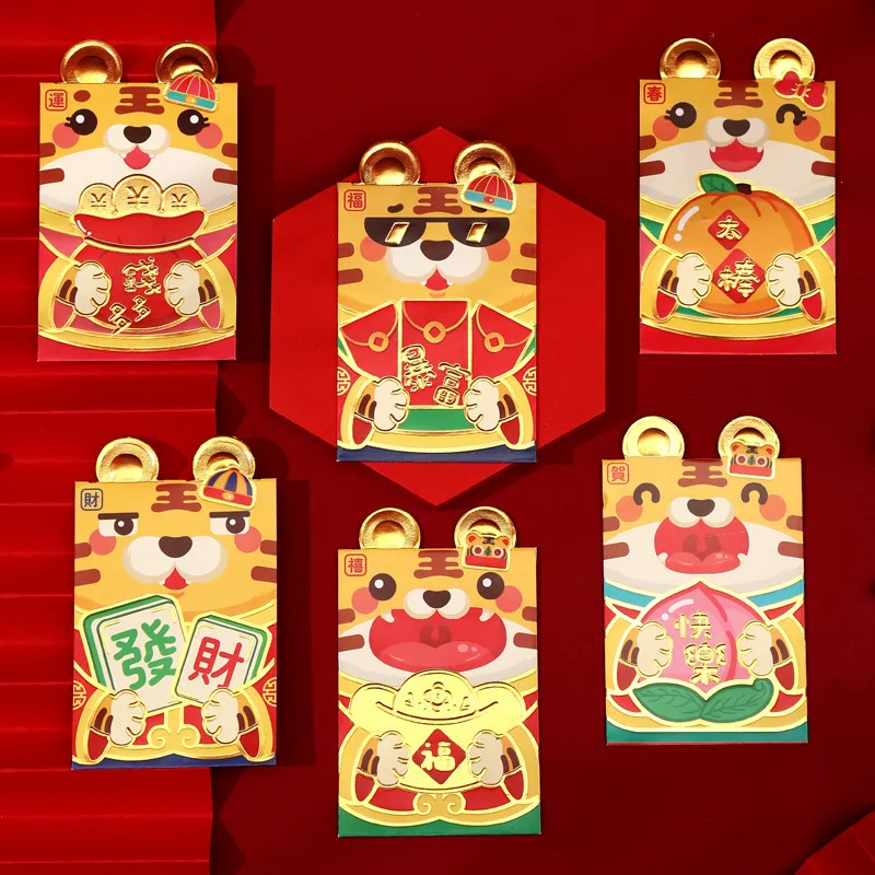 Red Pocket Envelope 36Pcs Tiger Pattern Packets 2022 Chinese New Year Deoration Spring Festival Wedding Hongbao Kids Gifts |
