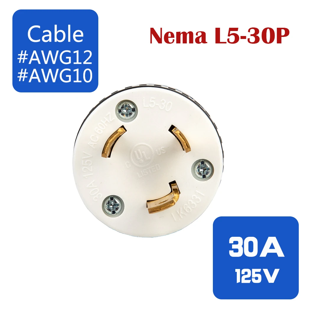 NEMA L5-30P 표준 자체 회전 플러그 30A 125 V NEMA L5-30P 자..