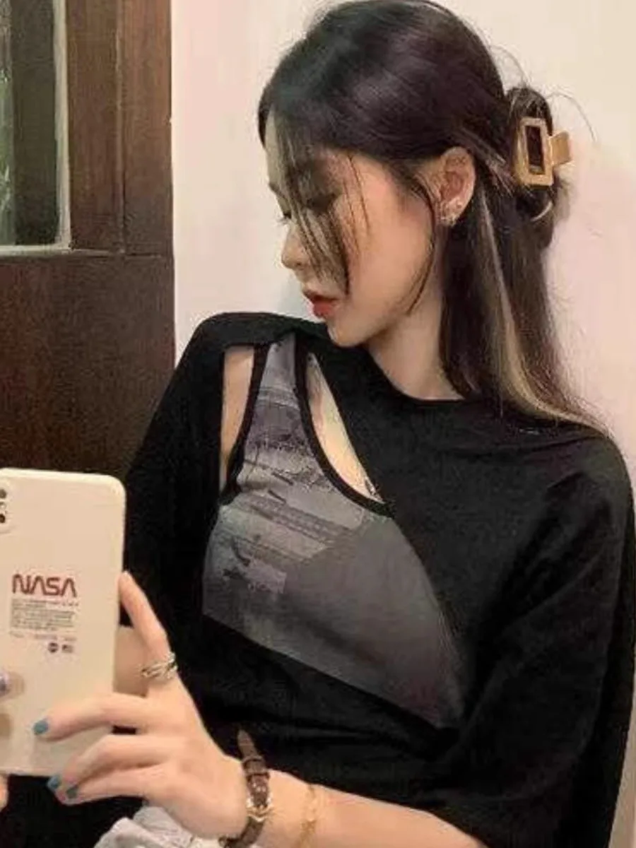 Slim Fit Summer Print Top And ort T-irt Set Korean Sle Commute Faion Casual Wear Polyester Material ort Sve