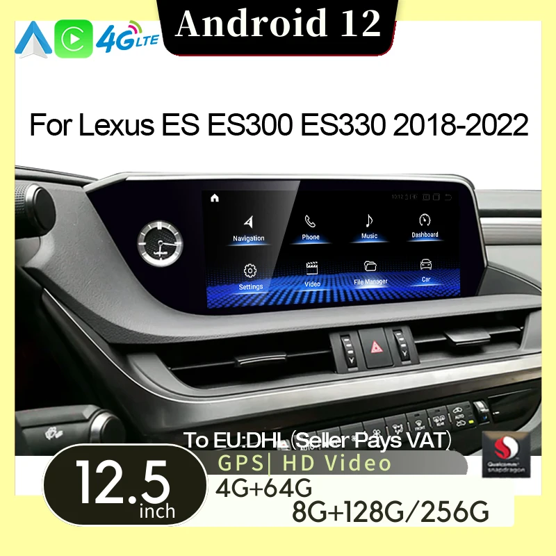 

Qualcomm 12.5 Inch For Lexus ES ES200 ES250 ES350 ES300H 2018-2022 Stereo Screen Android 12 Car Radio Multimedia Player CarPlay