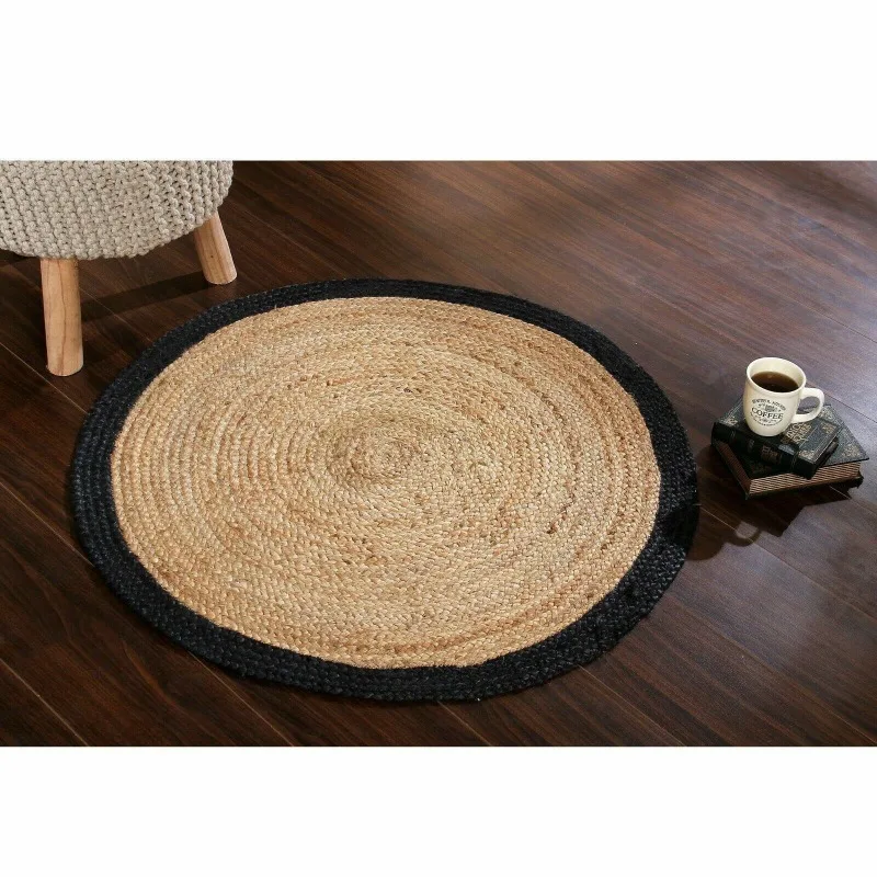 

Rug Round Natural Jute Handmade Reversible Carpet Decor Modern Living Area Rugs