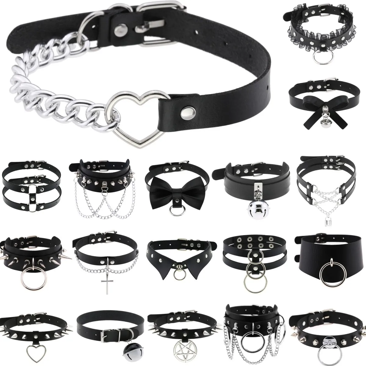 DIEZI Personalized Men Black PU Leather Choker Necklace Gothic Collar Necklace Torques For Women Boho Vintage Party Jewelry metal choker necklace,velvet choker necklaces,lace choker necklaces