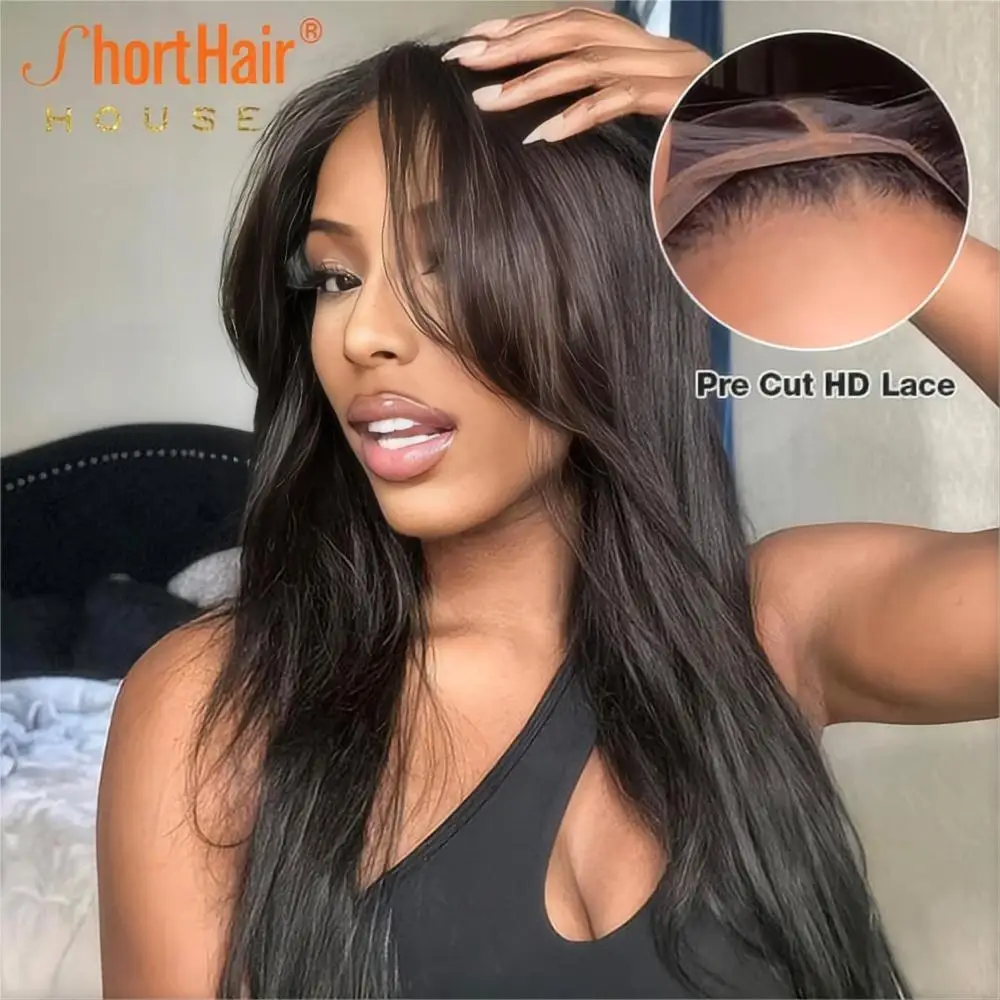 Pelucas de cabello humano con flequillo de cortina recta en capas