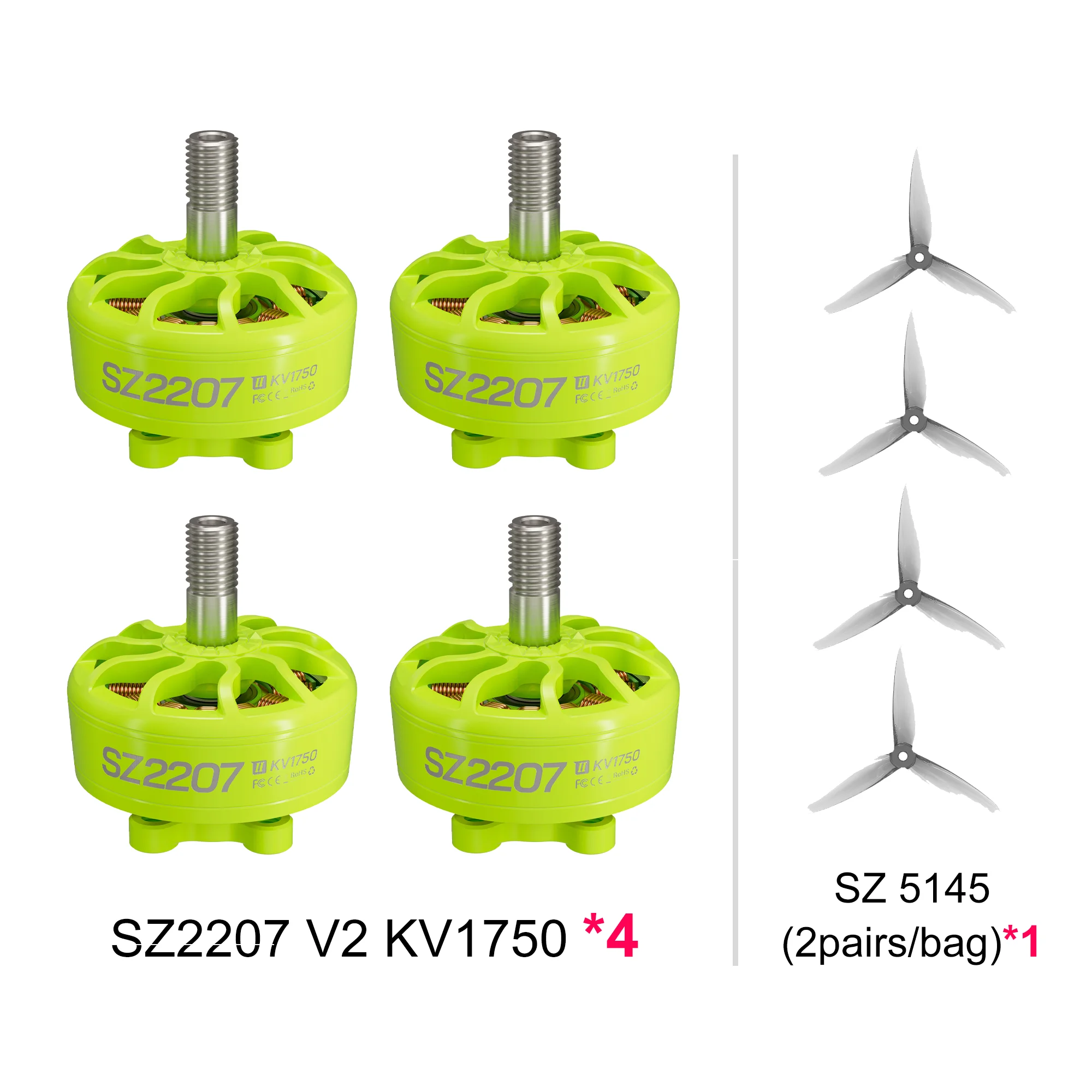 4pcs SZ2207 V2 FPV Motors & 4pcs SZ5145 Propellers Bundle MEPS