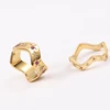 High End PVD Non Tarnish Red Clear Color Zircon Wave-shaped Ring Stainless Steel Ring for Women 3