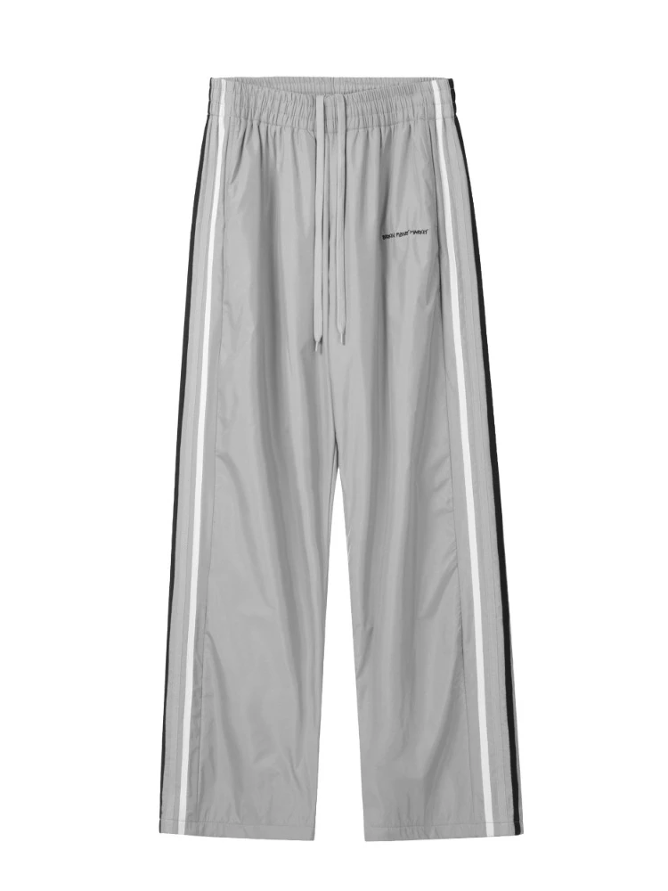 HOUZHOU Y2k Vintage Striped Wide Leg Pants Women American Retro Casual Streetwear Hip Hop Letter Print Oversized Sweatpants 2024