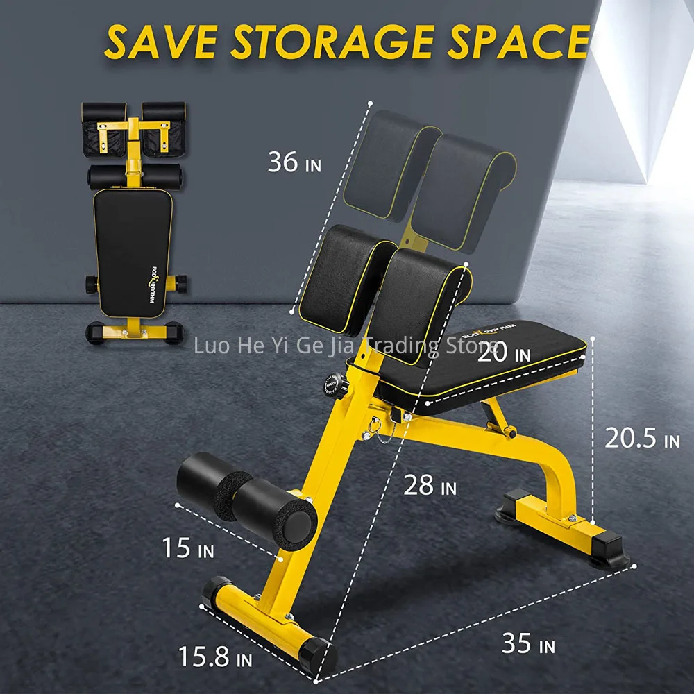 Multifunction Compact Adjustable Roaman Chair Ab/Back Hyper Bench One Key for Store and Less Room abdominal fitness equipment roman chair