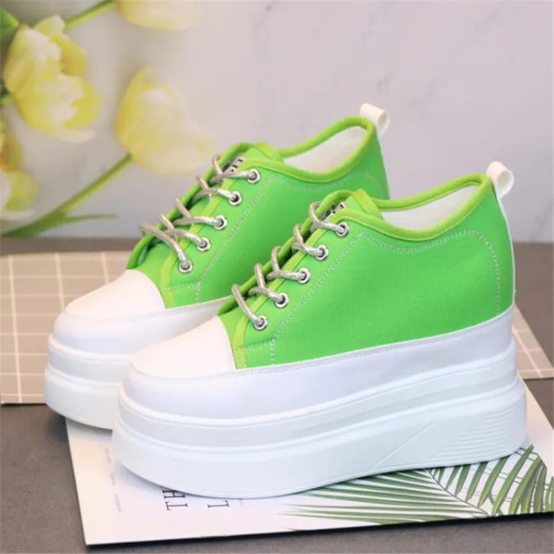 

size 34 40 Women Hidden Heel Platform Wedge Canvas Shoes Outdoor Breathable Trainers Female Sneakers Woman Casual Shoes