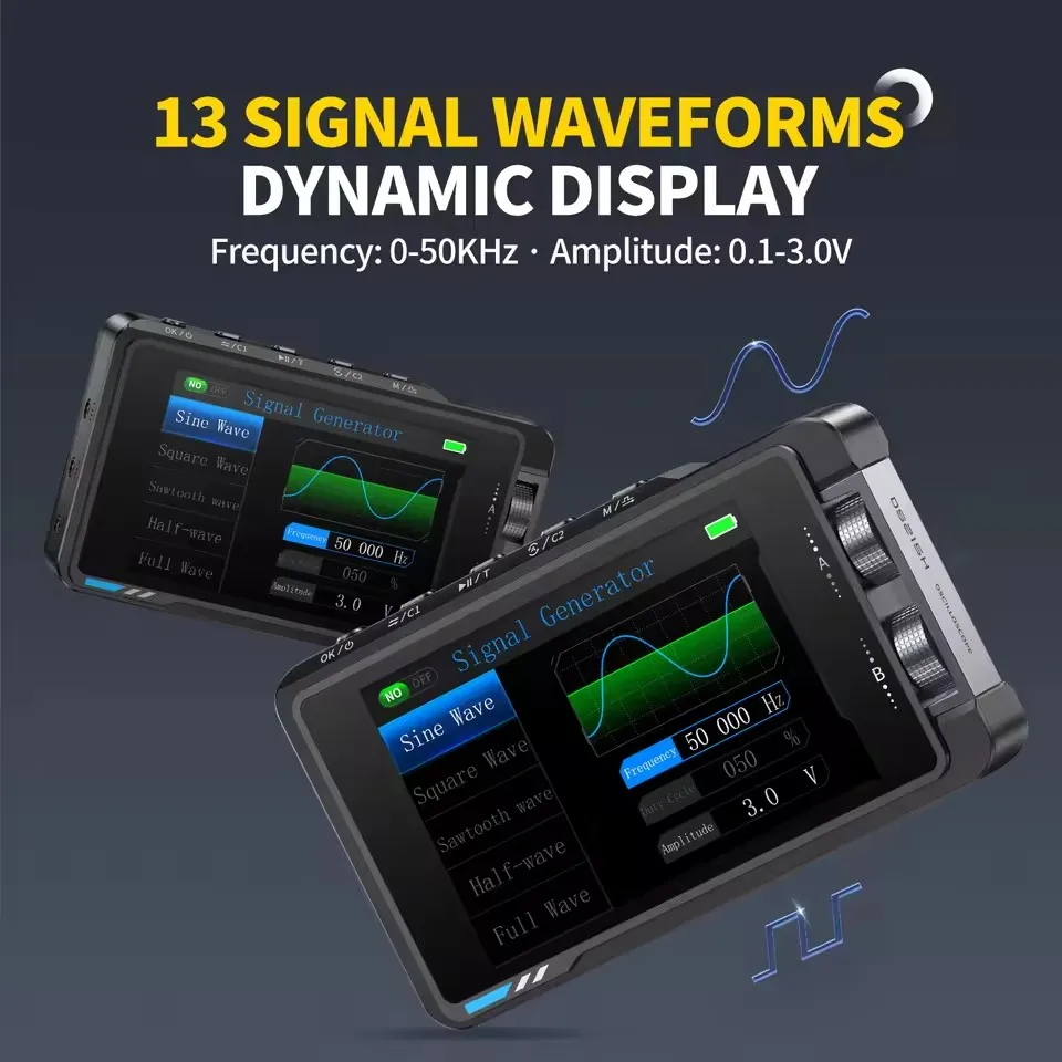 Digital Oscilloscope Signal Generator FNIRSI DS215H Handheld Small Hd Screen Digital Oscilloscope + Signal Generator 2IN1 Dual Channel 50MHZ Automatic