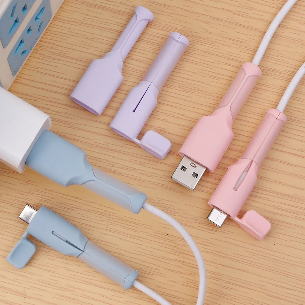 16 Pièces Protecteur De Câble Charge Câble Protecteur Pour Chargeur Type-C Chargeur Lightning Tous Les Téléphones Cellulaires Câbles De Charge Câble De Souris Câble USB, Couleur Aléatoire