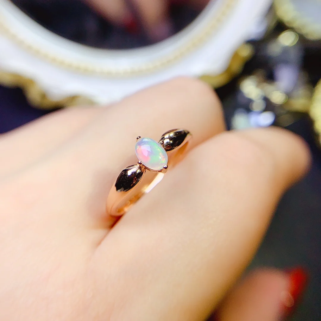 

Natural Opal Ring, 925 Silver Certified, 4x6mm mm gemstone, holiday gift for girls, free product shipping