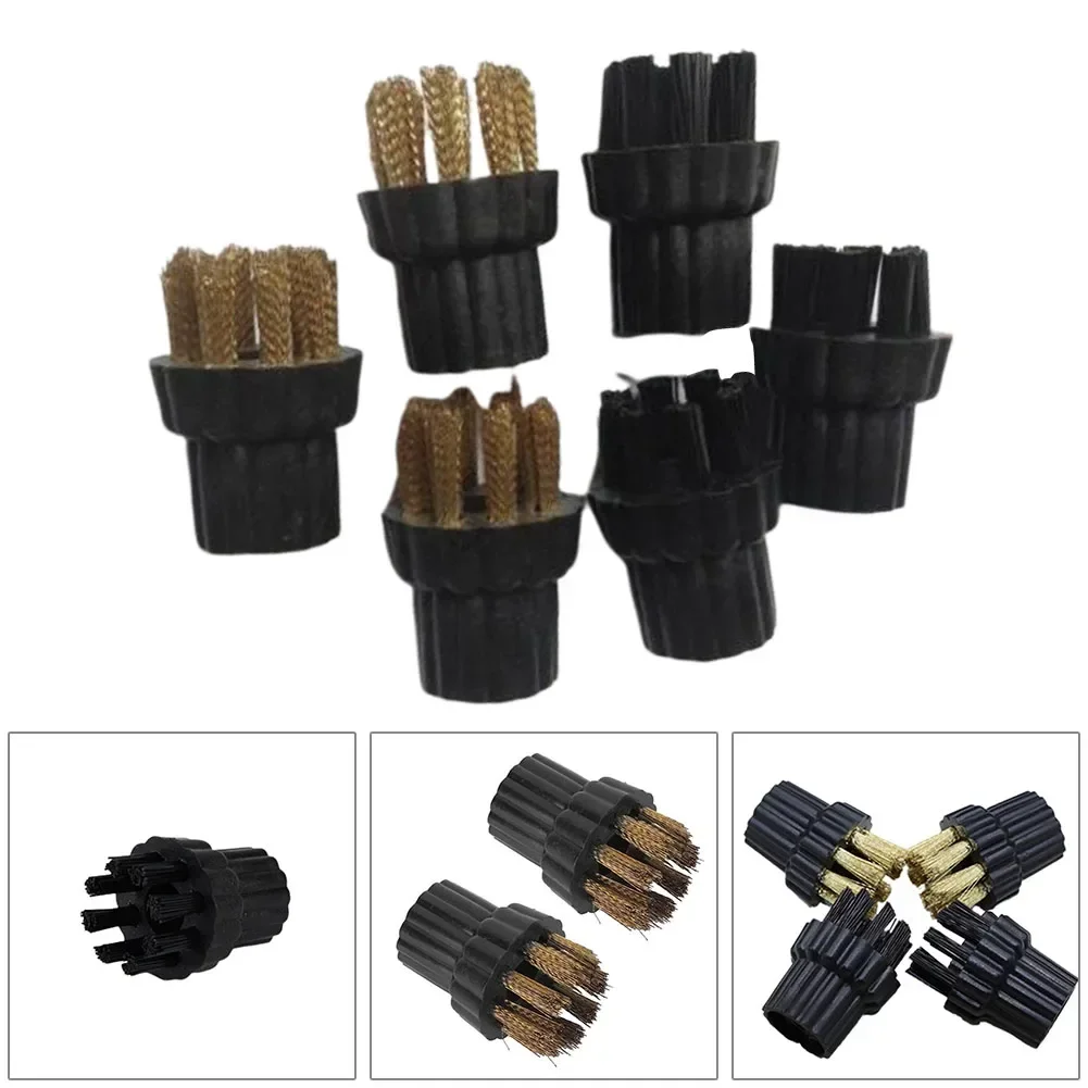 Steam Cleaner Brass Nylon Brush Head Replacement Parts 6pcs Fit For Steam Mop Cleaner Brass Components Head Parts