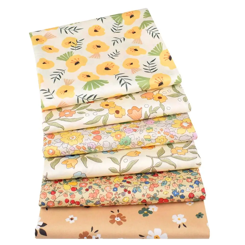 Chainho,Printed Twill Weave Cotton Fabric,Patchwork Cloth,DIY Sewing Quilting Material,Little Blossom,2 Specification,CC141