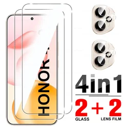 Premium 6 - in - 1 Tempered Glass Screen Protector for Honor 400 - 5G, 6.55 Inches (4IN1 2 Glass 2 Lens)