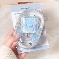 6PCS Charging Cable Travel Storage Case For iPhone 20W 18W Love Heart Charger Head Protective Cover Organizer Winder Accessories 3