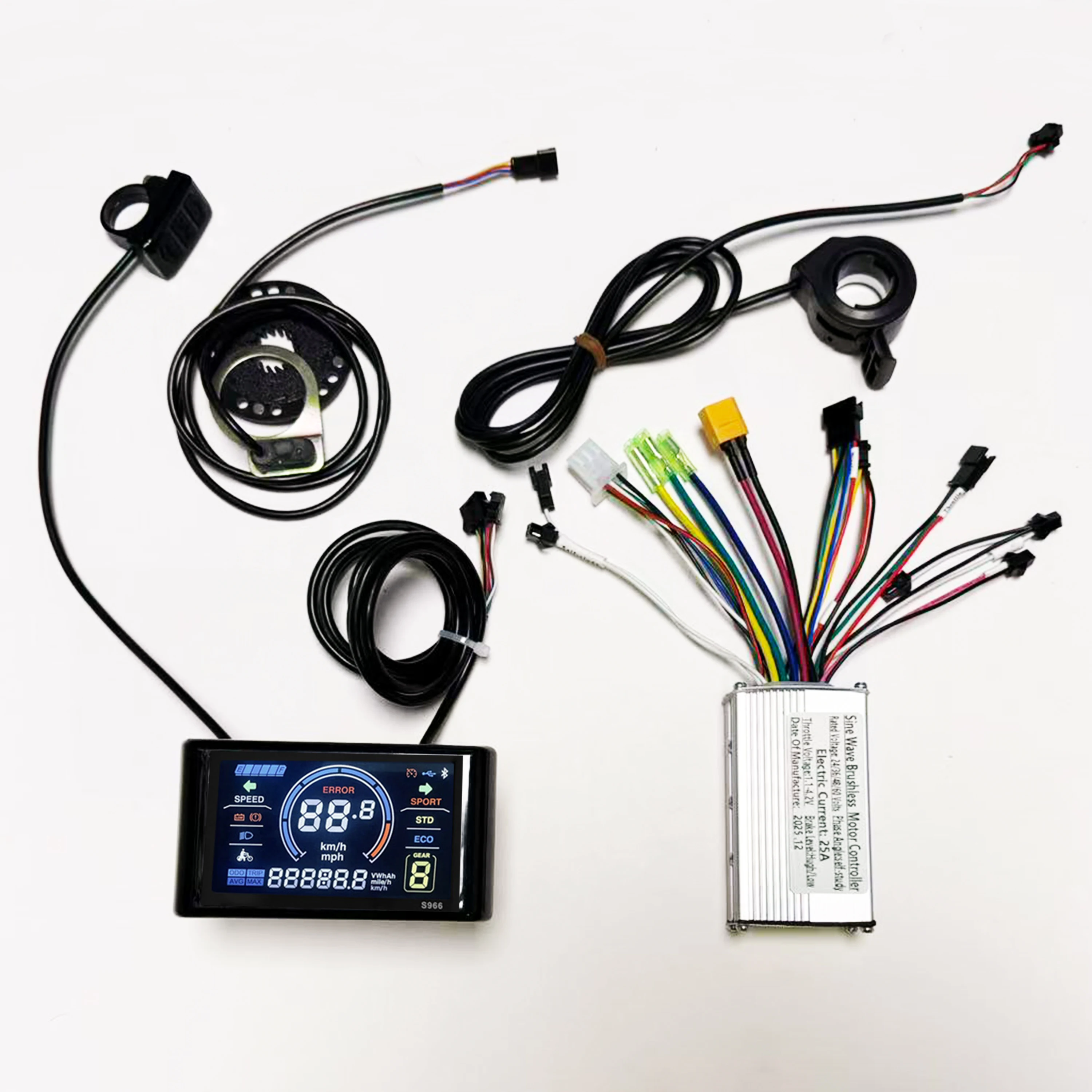 Sine Wave Controller With S966（sw900）LCD Display 24V 36V 48V 350W 500W 25A Ebike
