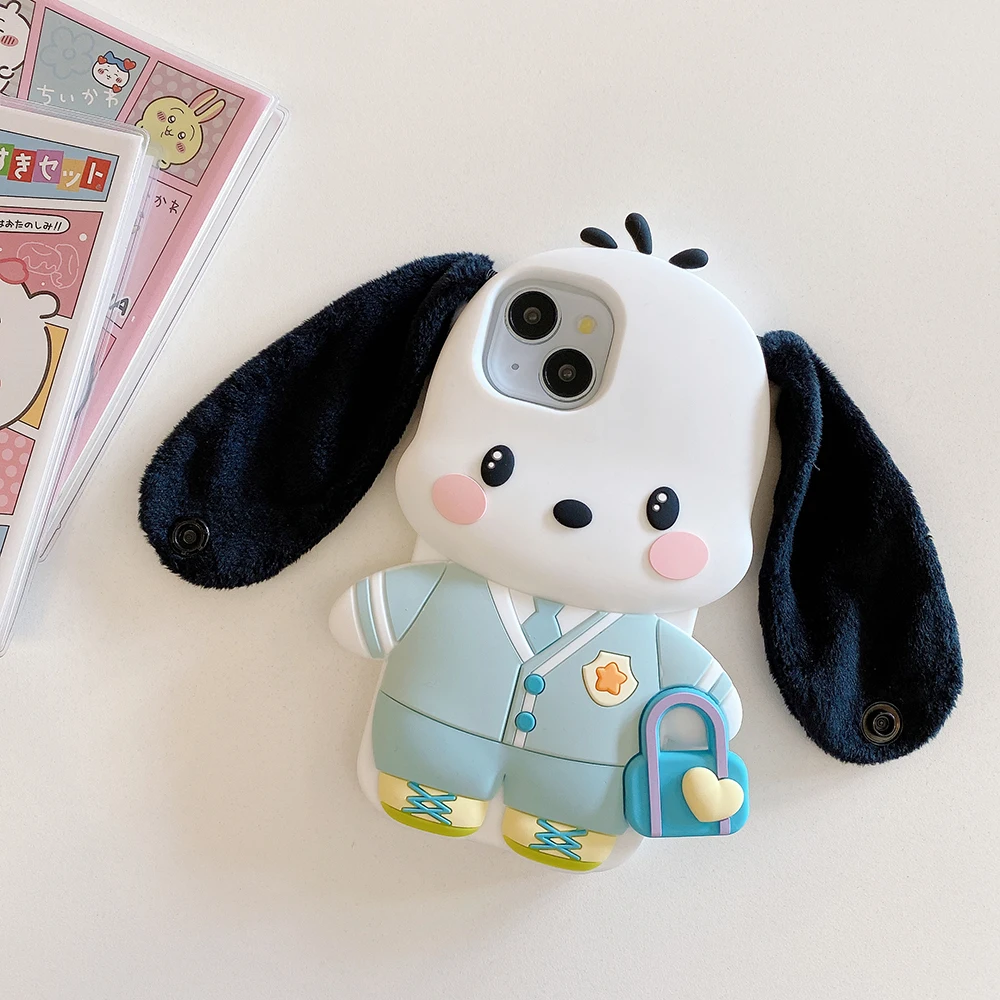 3D Cartoon Dog Silicone Phone Case with Strap - Shockproof & Soft Protective Cover