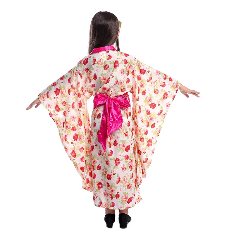 Girls Asian Princess Japanese Sakura Geisha Child Ceremonial Ethnic Kimono National Halloween Costume