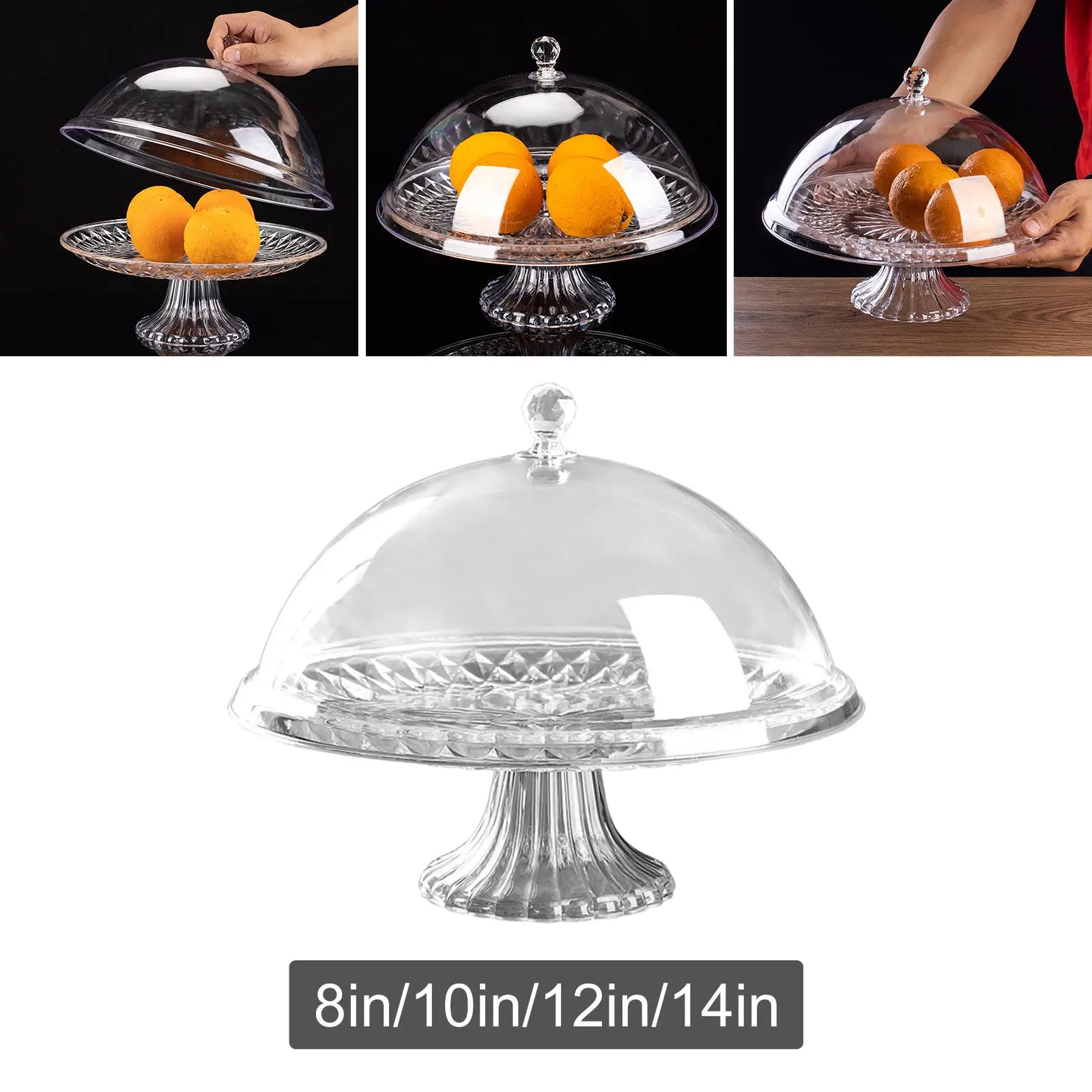 Cake Stand Cake Plate with Cover Durable Cake Tray Snack Thickened Transparent Portable Dust Proof Stand for Festivals Kitchens