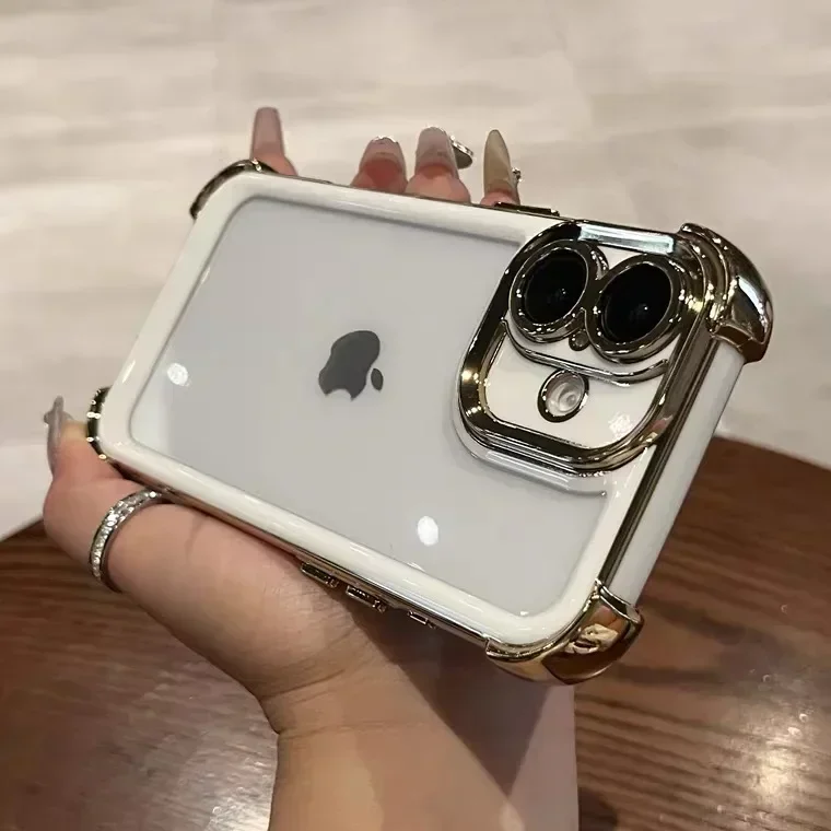 Luxury Plating Transparent Protective Phone Case - All-Inclusive Anti-Fall Design