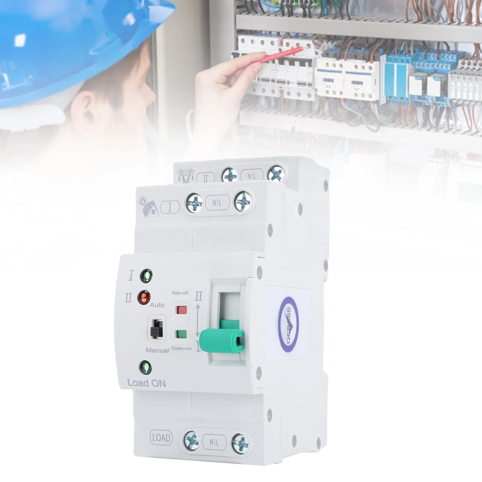 Mini ATS Automatic Manual Transfer Switch 2P 80A Home Generator Dual Auto Electrical Selector Switch DIN Rail Mount Super Thin P