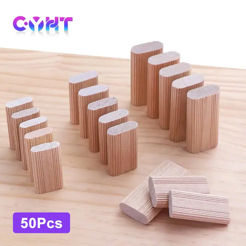 50pcs Domino Solid Wood DIY Stripes Tenon Biscuit Joinery Beech Wood Nail Cork Block Wood Board Furniture Butt Tool For Woodwork