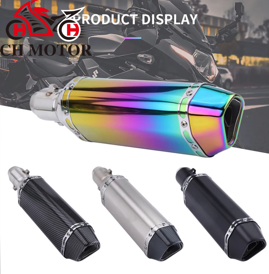 CH MOTOR slip on 38-51mm Universal Motorcycle Exhaust Escapes Para Motos 370mm Stainless Steel For ATV Street Bike