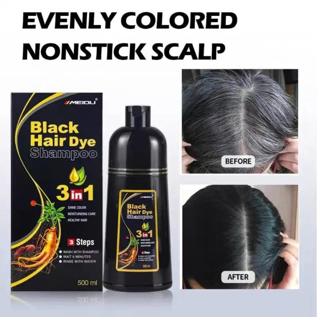 3in1 Black Hair Color Dye Hair Shampoo Cream Organic Permanent Covers White Gray Shiny Natural Ginger Essence For Women