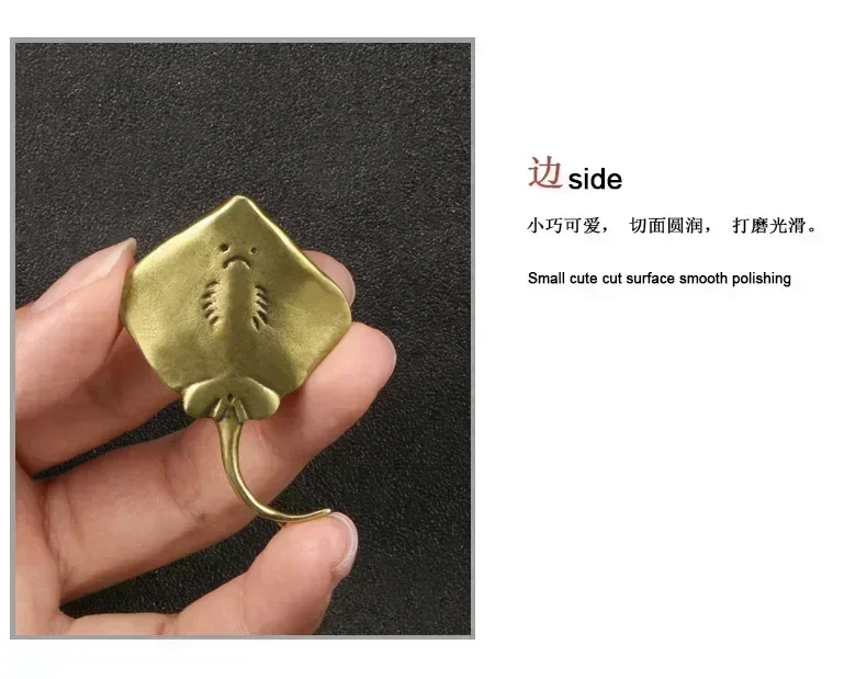 Messing Teufel Fisch kleine Verzierung Ozean Manta Ray Tier Tee Haustier Home Schreibtisch dekorative Dekorationen Kupfer Figuren Sammlung – Detail 6