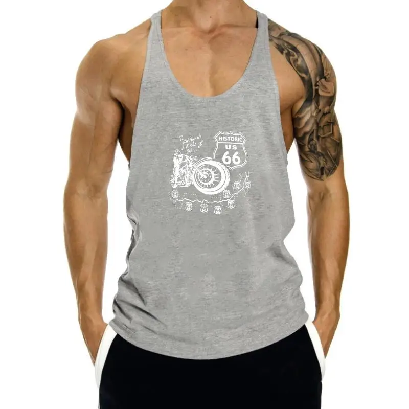 

2024 Fashion Short Creative Printed tank top men Men'S Tee Route 66 Historic Highway Legend Biker Men tank top men sexy tank top