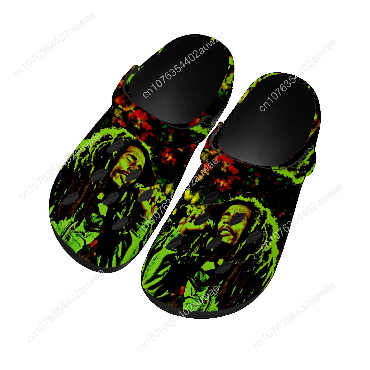 Legend Bob Marley Reggae Rasta Home Clogs Custom Water Shoes Mens Womens Teenager Sandals Garden Clog Breathable Hole Slippers