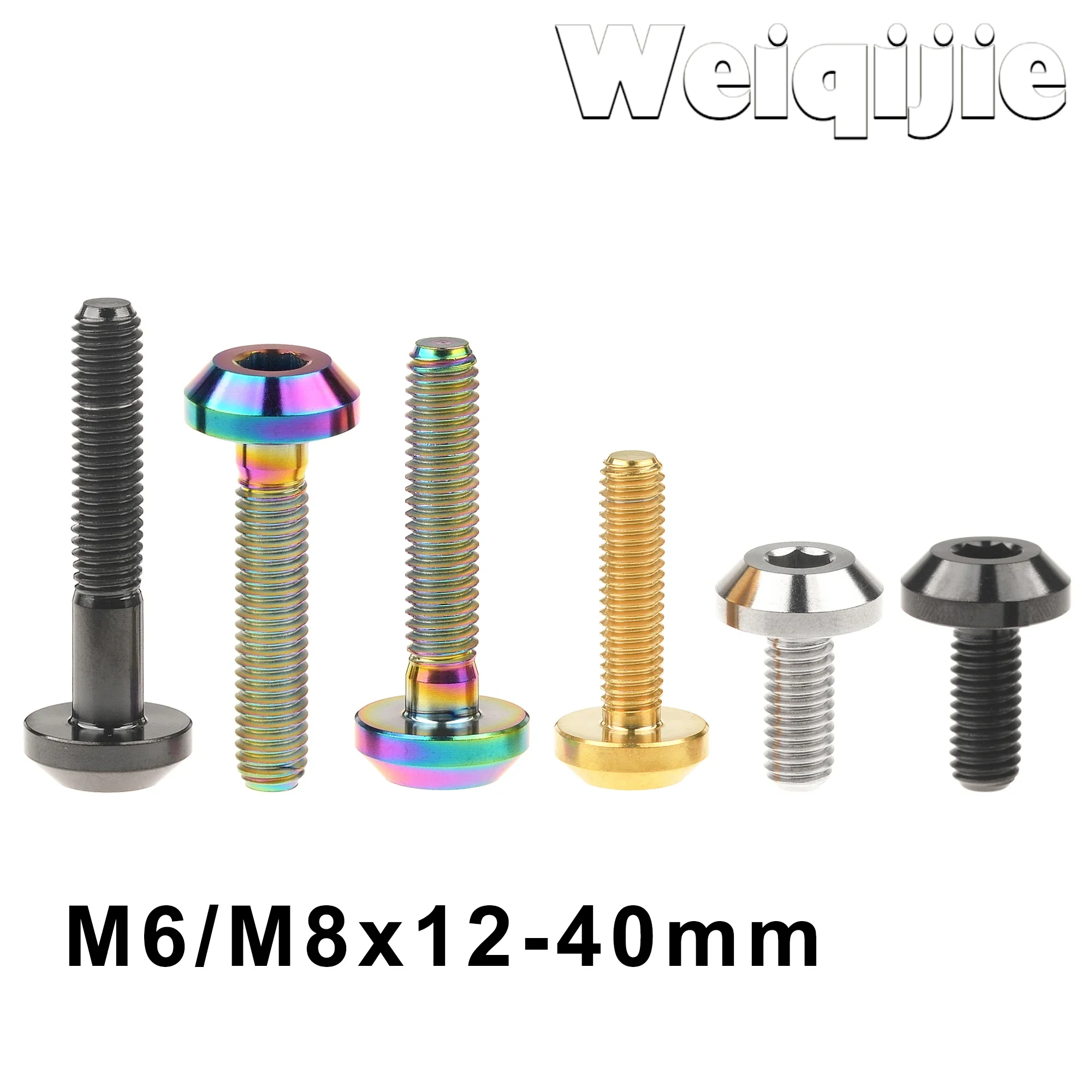 Weiqijie Peças Parafuso de Titânio m6 m8 x 12 15 20 25 30 35 40 mm Sextavar Soquete Parafuso de Cabeça Plana para Motocicleta Freio a Disco Prendedor