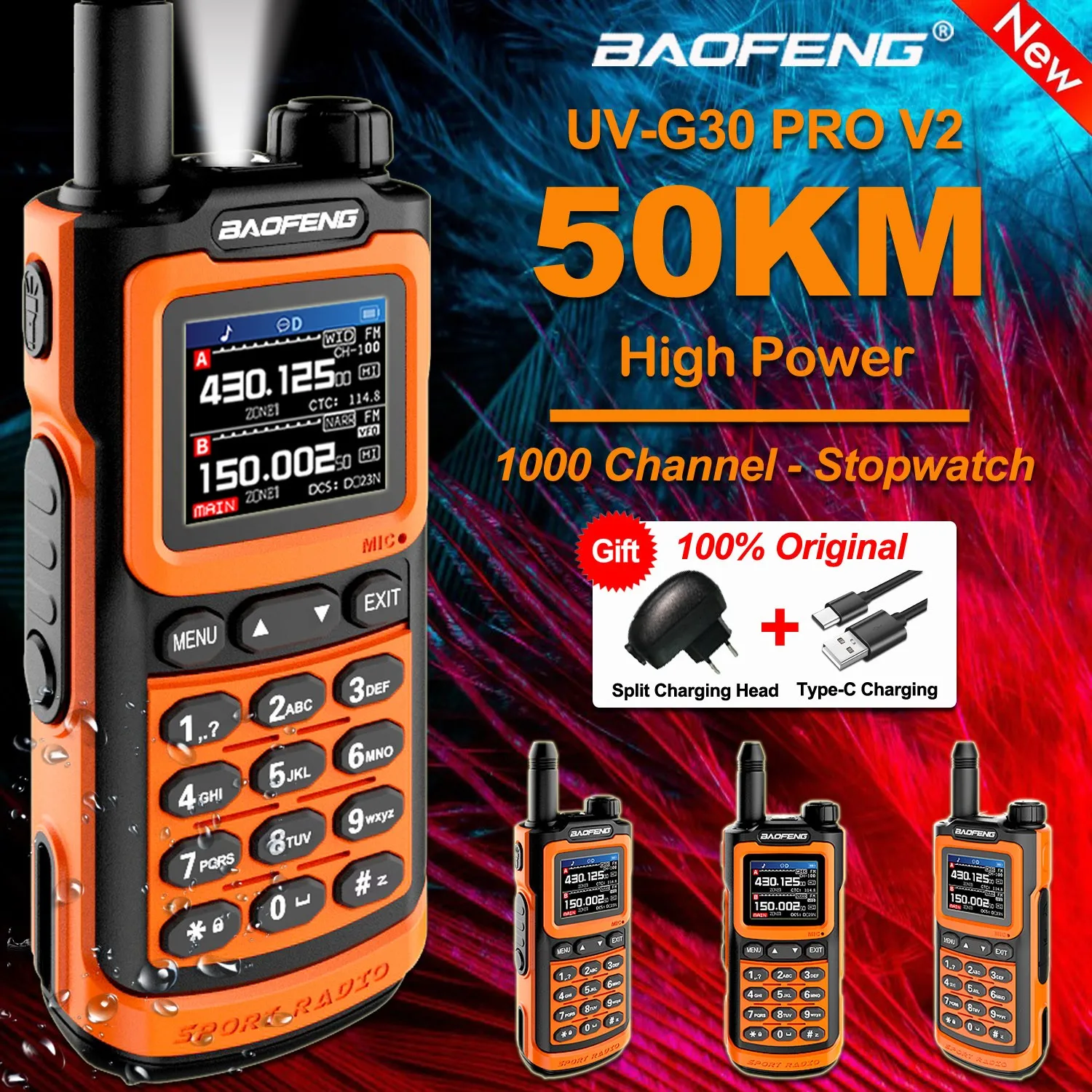 2023 Baofeng Uv-g30 Pro Talkie-walkie Longue portée Portable 1000