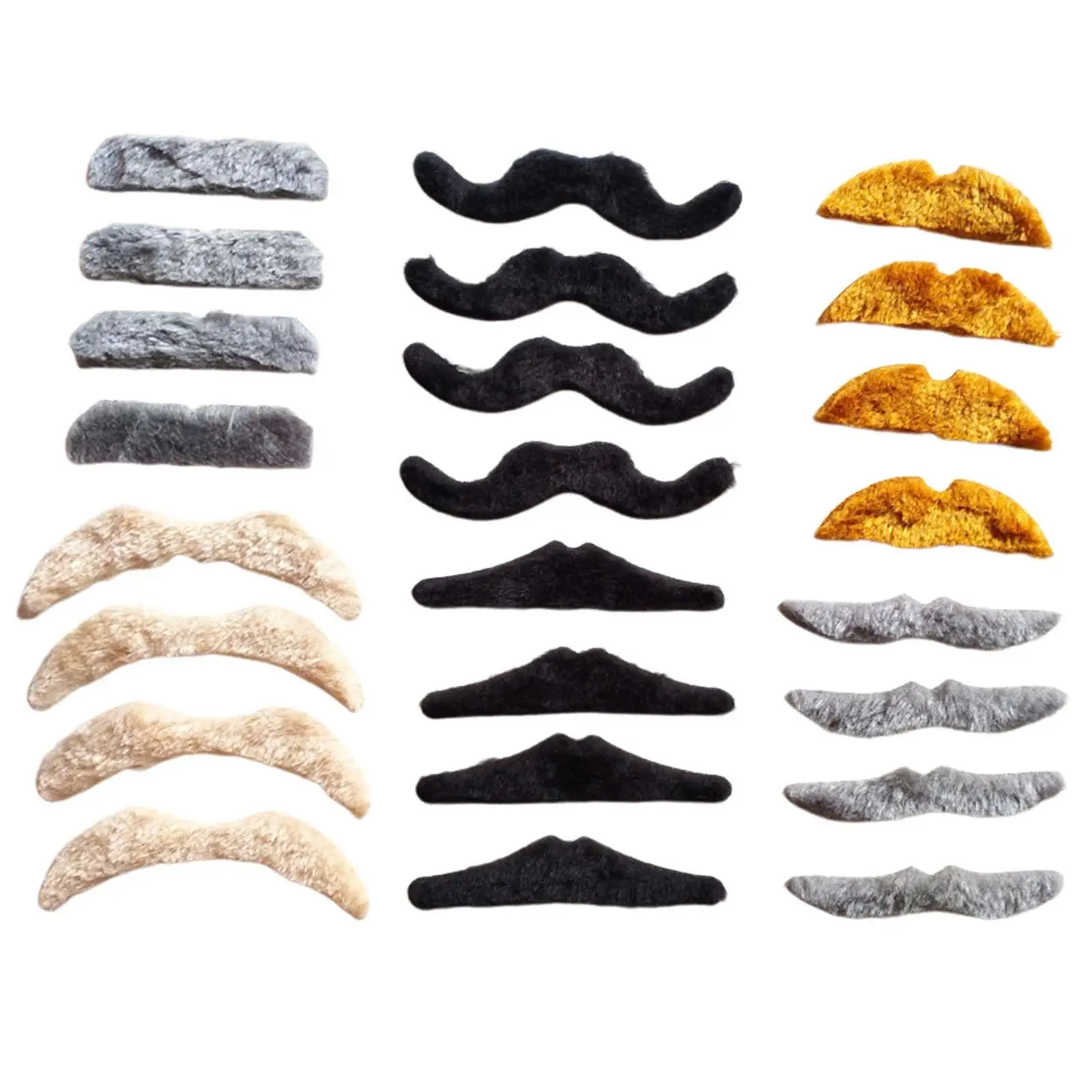 

24Pcs 6 Different Styles Mustache Stickers Fake Beard Multifunctional Handmade Costume Accessory for Halloween Party Supplies
