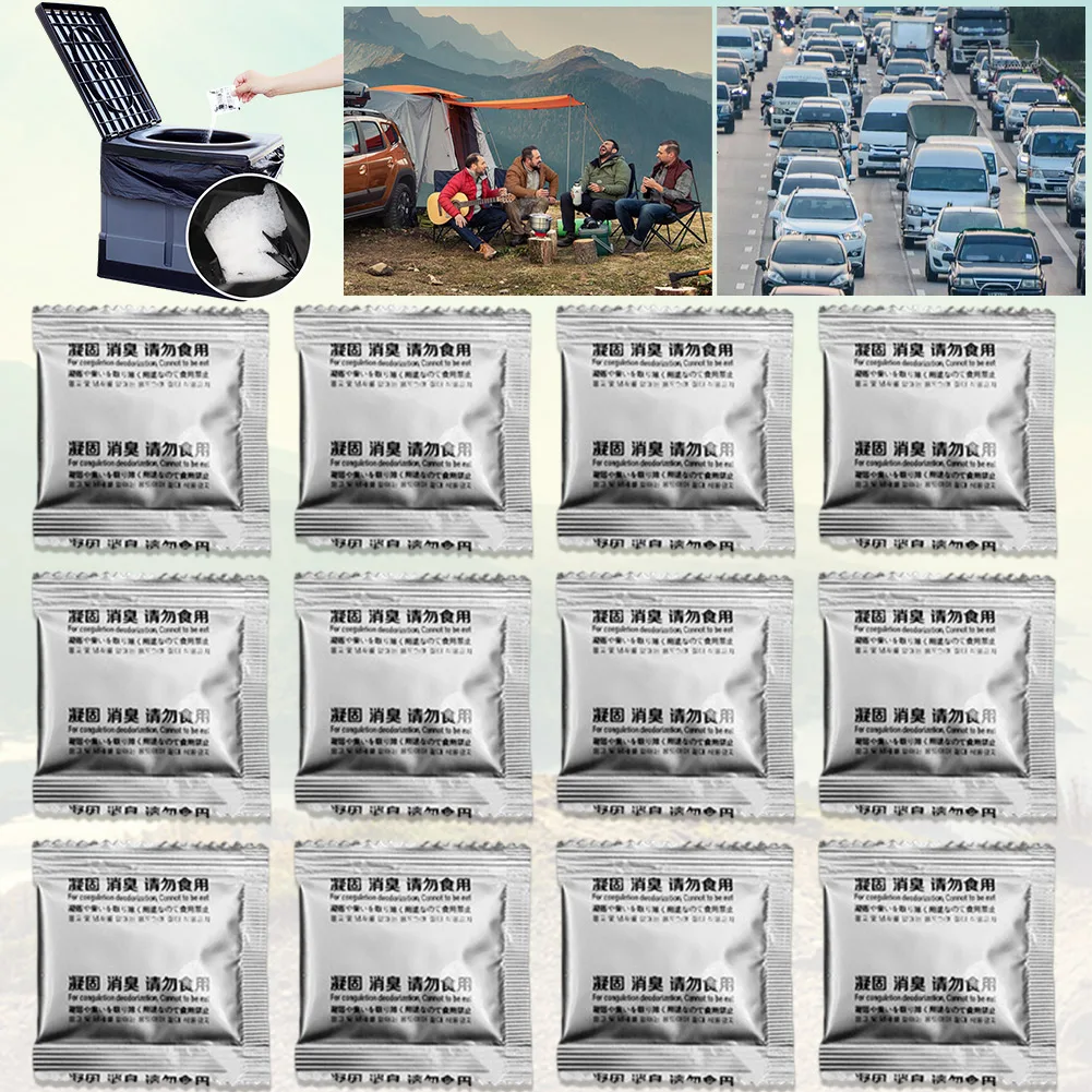 12Pcs Poo Powder Liquid Waste Gelling Deodorizing Powder Camping Toilet Chemicals Poo Gel Eco Absorbent Gel for Portable Toilet 3