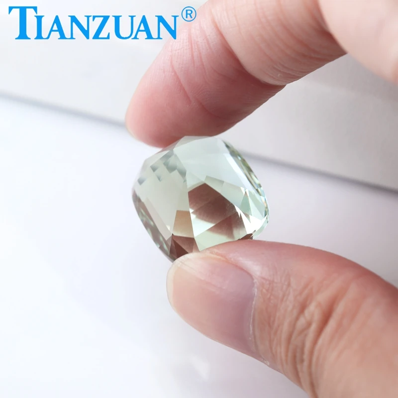 27.35ct Cushion Shape Natural Green Quartz Light Green Color Loose Gem Stone with GTC Certificate