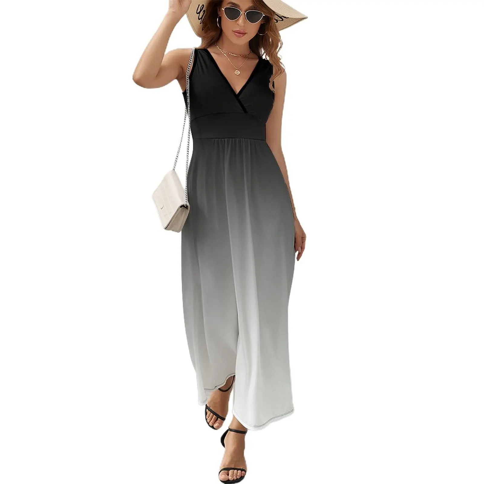 

Ombre Black to White Shades of Grey Sleeveless Dress women's summer dress 2023 evening dresses ladies dress party night