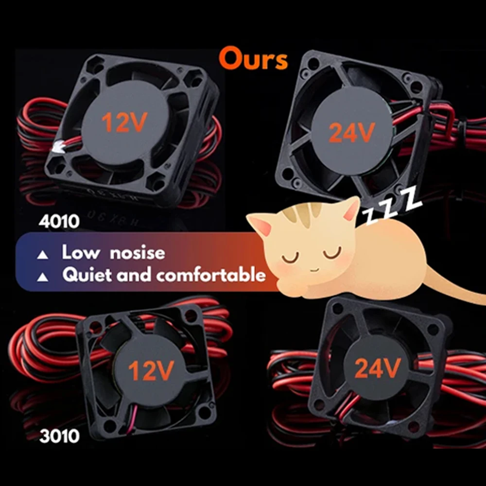 R Trianglelab 3D 프린터 부품 DC 12V/24V 2P 4010 40*40*10mm 브러시리스 팬 쿨러 4010s 냉각 팬(100mm 케이블 포함)