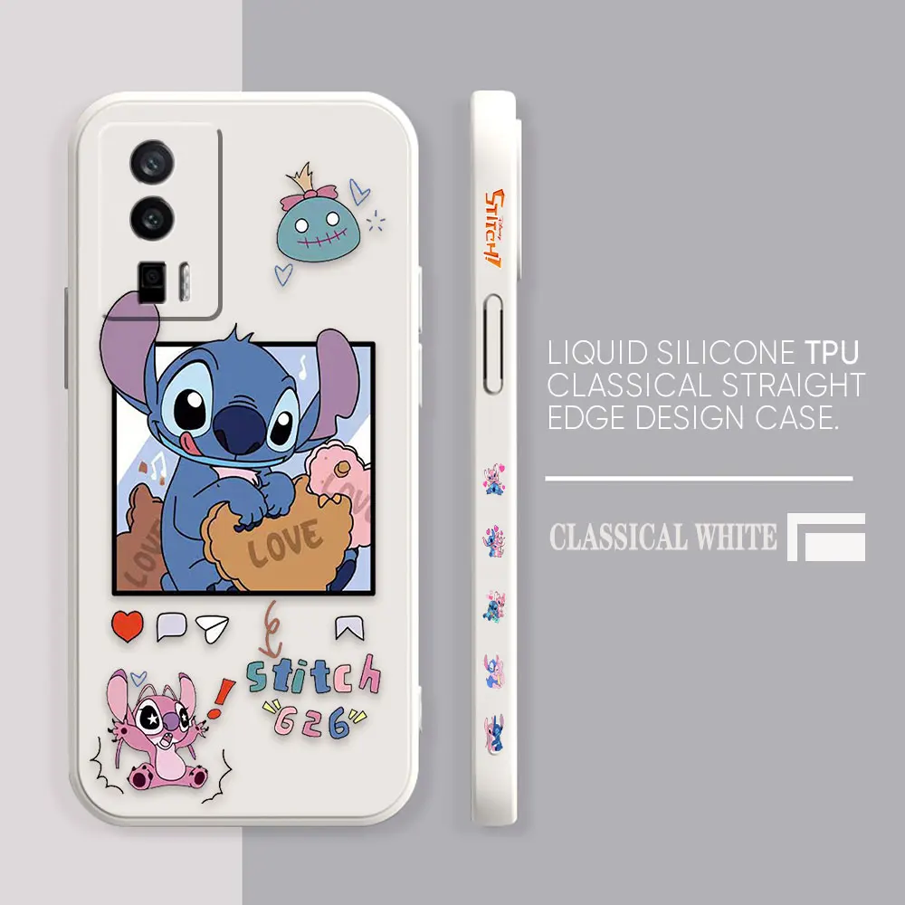 thumbnail image 1 of Case For Redmi K60E K60 K50 K40S K40 K30 9A 9 8A 8 10 Pro 4G 5G Colour Simple Liquid silicone Case Cartoon Lilo & Stitch Angel, 1 of 5