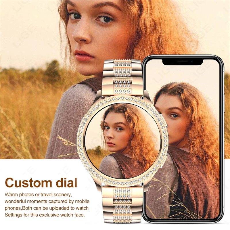 Womens Smart Watch Fashion Smart Bracelet 1.32-inch HD Screen BT Call Sport Waterproof Personalized Watch Face Smartwatch Ladies